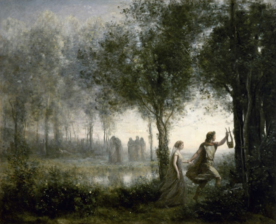 Orfeo sacando a Eurídice del inframundo, de Jean-Baptiste-Camille Corot (1861). Houston, Museum of Fine Arts.